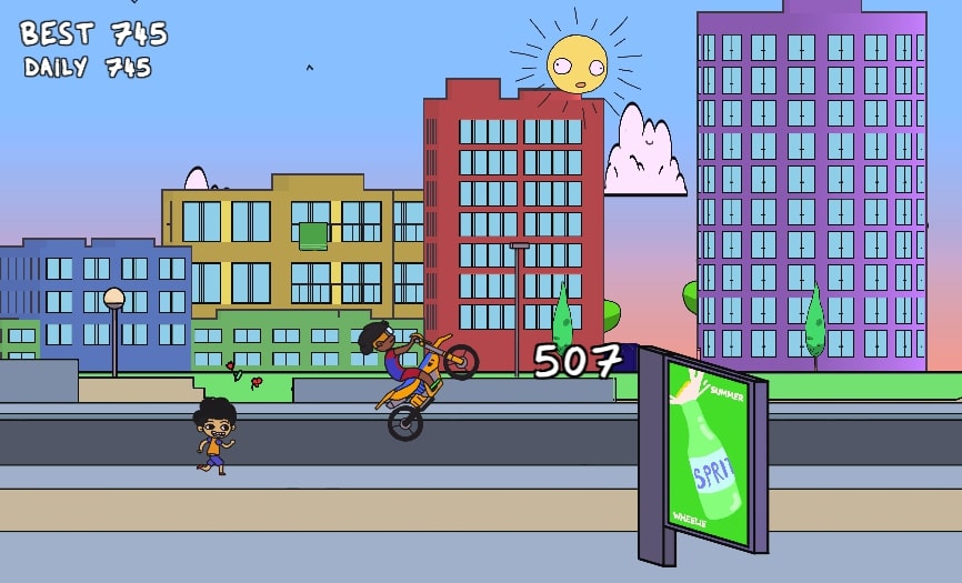 In the game, time will span from day to night, players will experience all the wheelie positions in the Wheelie Party game at Slopeio.org