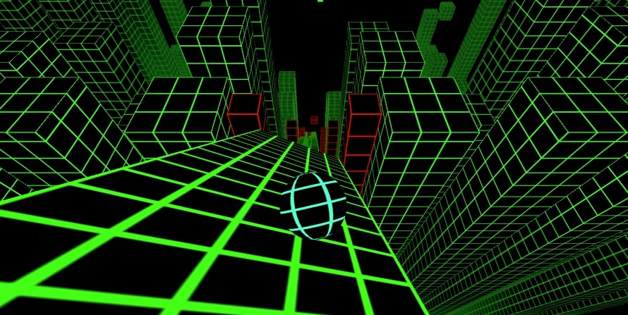 Play scene with green neon lights in Xlope 2 game at Slopeio.org