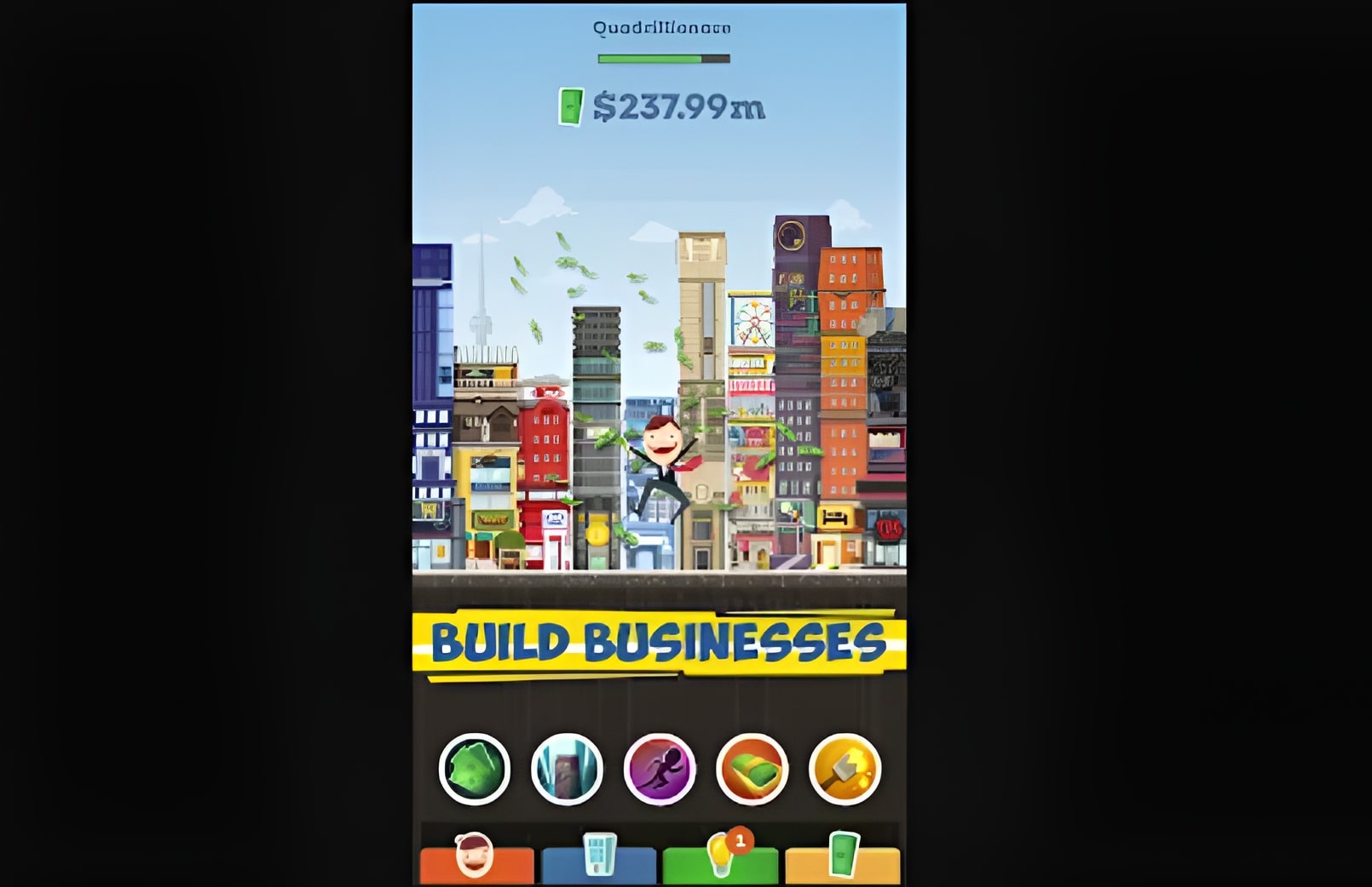 You will succeed when you build your own city in the Tap Rich Idle game at Slopeio.org